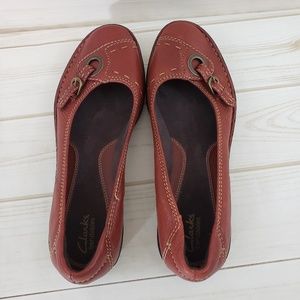 Clarks Bendables Maroon Leather Flats SZ: 11M